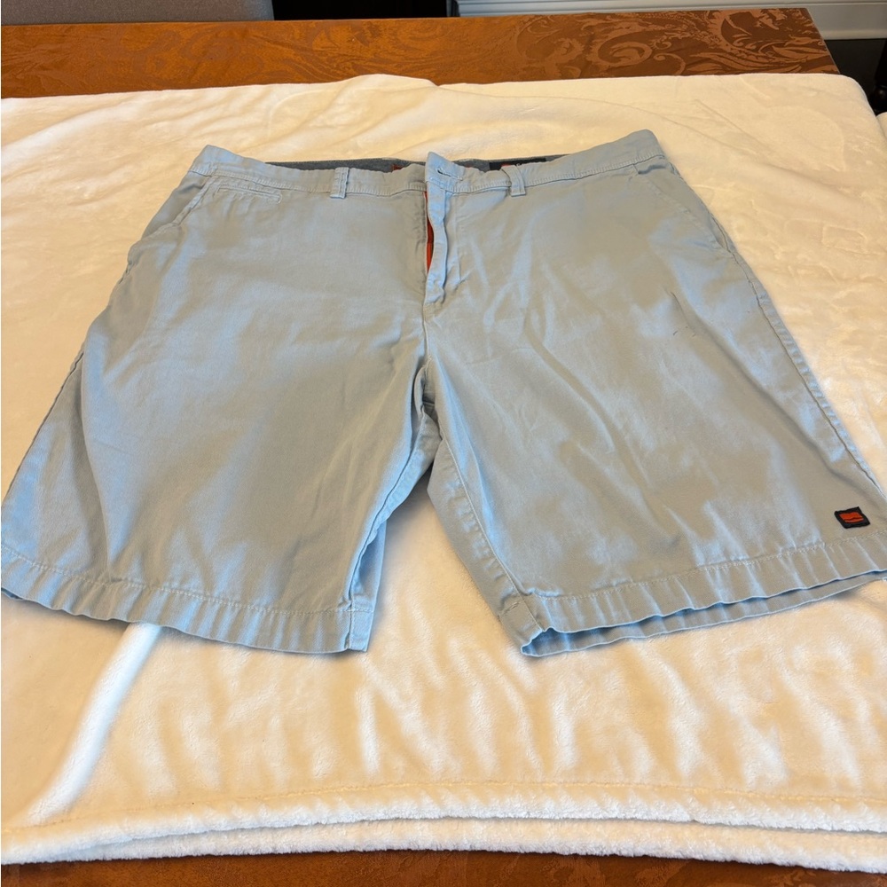 Flat Front Blue Summer Shorts Lightweight Casual